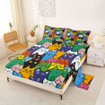 thumbnail image 2 of Manfei Abstract Cat King Sheets, Kawaii Pet Kitten Bedding, Blue Orange, 4-Piece, 1 Flat Sheet, 1 Fitted Sheet and 2 Pillowcases, 2 of 6