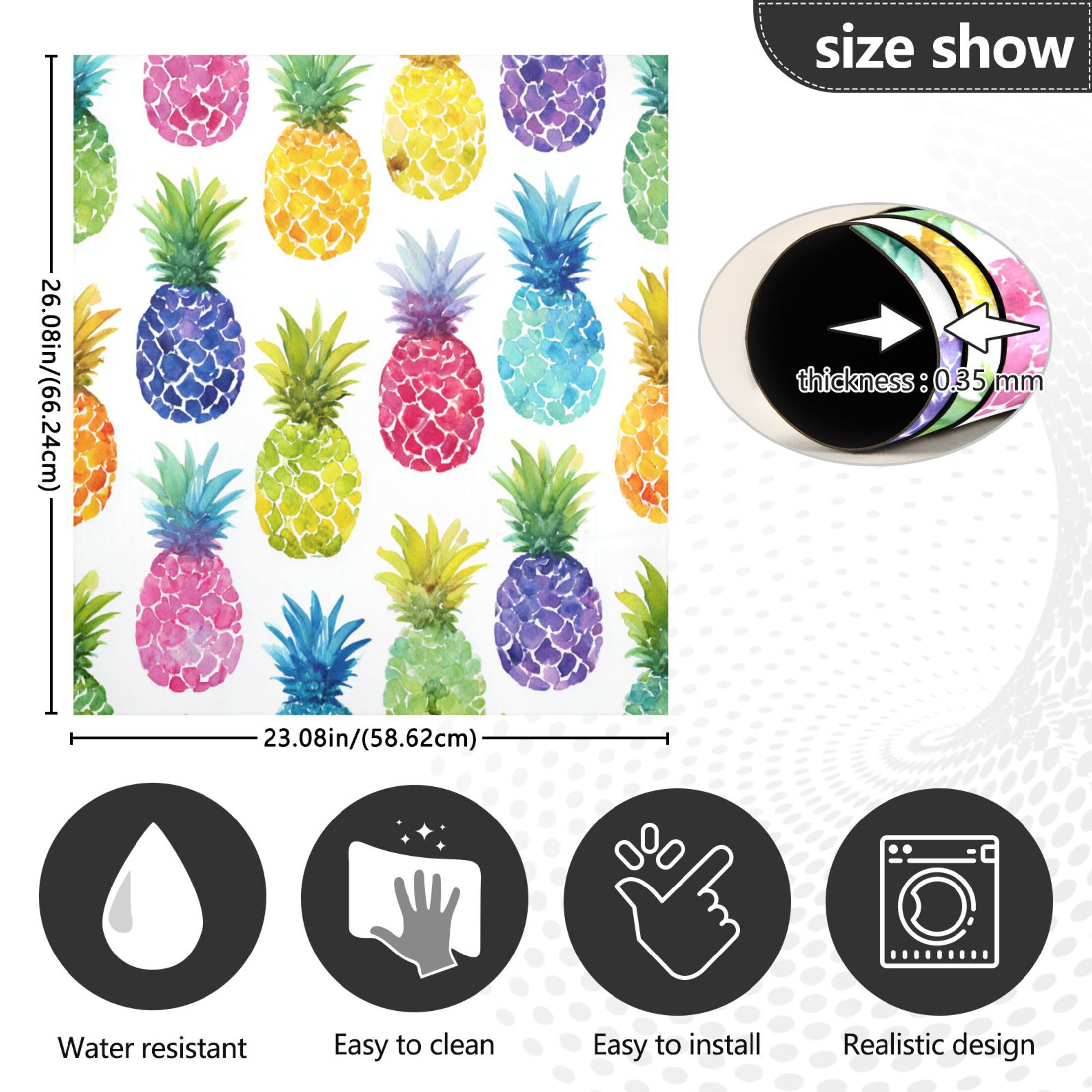 Dishwasher Magnetic Refrigerator Magnet Cover Sticker Home Decorative 23"x26" Vibrant Watercolor Pineapples