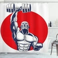 thumbnail image 1 of Ambesonne Fitness Shower Curtain, Muscular Man Lifting, 69"Wx75"L, Grey Red White, 1 of 3