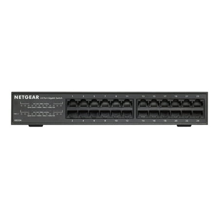 NETGEAR - 24-Port 10/100/1000 Mbps Gigabit Unmanaged Switch - Black