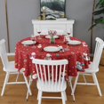 thumbnail image 2 of Red Christmas Snowman Pattern Round Tablecloth 60"x60",Wrinkle Wipeable Table Cloth for Kitchen Dining Room Picnic Patio Party, 2 of 6