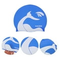 thumbnail image 3 of Unique Bargains 1 Pc Waterproof Whale Tail Pattern Swim Cap White Dark Blue, 3 of 6