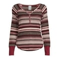 thumbnail image 5 of No Boundaries Juniors' Striped Henley Top, 5 of 5