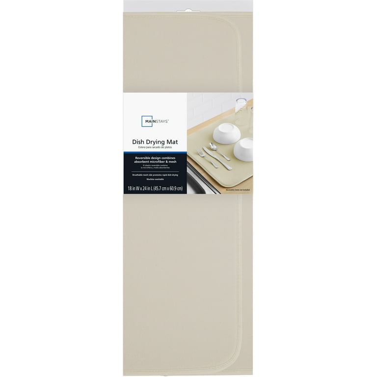 Mainstays Microfiber Dish Drying Mat 18 in. x 24 in. Papyrus