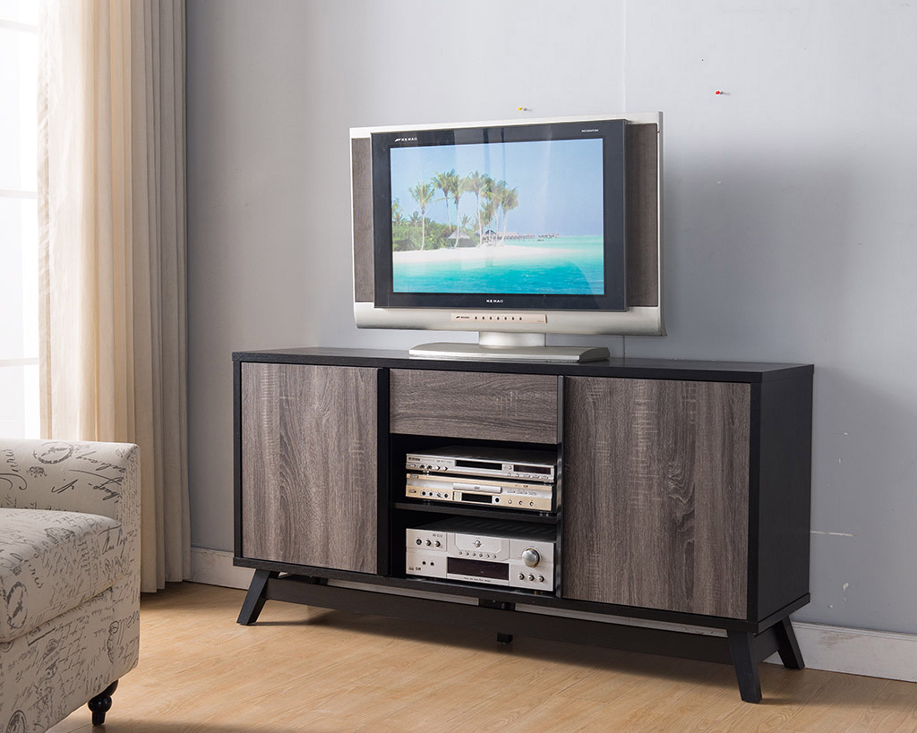 Smart Home 161632 Mid Century Two Toned Buffet TV Stand fit for 65 Inch