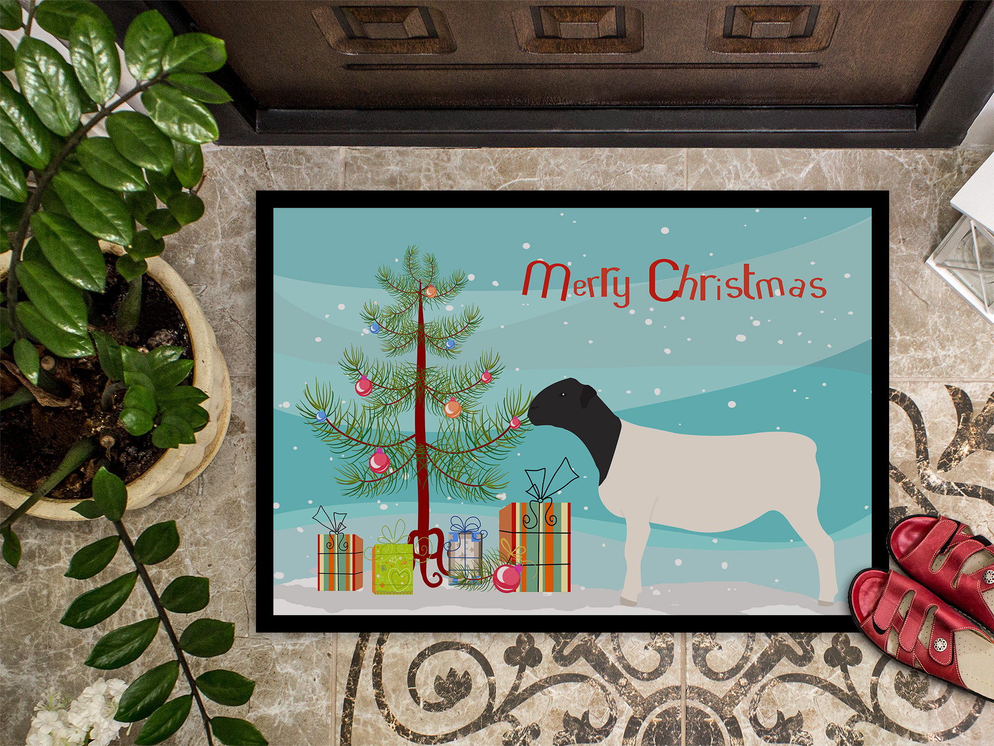 thumbnail image 3 of Caroline's Treasures BB9345MAT Dorper Sheep Christmas Door Mat, Indoor Rug or Outdoor Welcome Mat 18x27 Doormat , 27"L x, 3 of 4