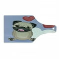 thumbnail image 1 of Pug Cutting Board, Happy Dog Licking Its Lips with 3 Red and Big White Heart Love Theme, Decorative Tempered Glass Cutting and Serving Board, Wine Bottle Shape, Pale Brown Red, by Ambesonne, 1 of 1