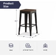 thumbnail image 4 of ZAFLY Backless Bar Stool with Wood Seat, Industrial Style Counter Height Barstool, Indoor/Outdoor Stackable Bar Chair, Set of 4 (Black), 4 of 6