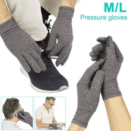 

Kyoffiie 1 Pair Full Finger Arthritis Gloves for Rheumatoid & Osteoarthritis Comfortable and Soft Cotton Compression Gloves Women Men Wrist Support Strap for Pain Relief and Stiffness Relief Grey