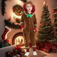 thumbnail image 2 of VNKIDY Kids Christmas Family Matching Brown Gingerbread Man Onesie With Hood Long Sleeve Soft Jumpsuit For Holiday Celebrations Festive Homewear Cozy Onesie, 2 of 9