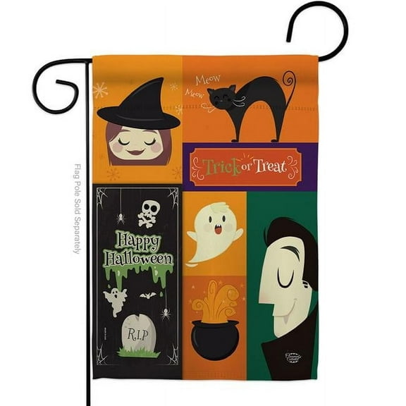 Ornament Collection G191030-BO 13 x 18.5 in. Halloween Trick or Treat Garden Flag with Fall Double-Sided Decorative Vertical Flags House Decoration Banner Yard Gift