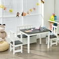 thumbnail image 2 of Costway 4 PCS Kids Wooden Activity Table & Chairs Set w/ Storage Bench Study Desk Grey, 2 of 10