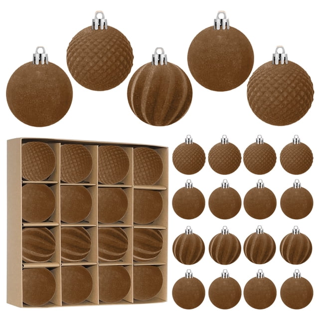 Fiudx 16 Nueces, Terciopelo Flocadas, Plástico para Árbol de Navidad, Adornados Colgantes Decorativos para Árbol de Navidad 2,4 Pulgadas.