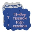 thumbnail image 3 of Inkdotpot Pack Of 50 Real Rose Gold Foil Bracket Shape Paper Tags Good Bye Tension Hello Pension Retirement Favor Hang Tags, 3 of 7
