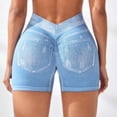thumbnail image 3 of WILLBEST Pantalones Cortos de Yoga de Mezclilla Elástica para Mujer, de Cintura Alta, para Entrenamiento, Carrera, Atletismo, Fitness, Cómodos, para Uso Diario, Informales, de Verano Mediana, 3 of 7
