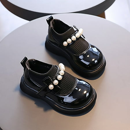 

TOWED22 Toddler Boy Boots Girls Toddler Little Kid Big Kid Dress Flat Ballerina Shoe Leather Shoes Comfort Dress Shoes Single Black