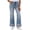 Blue, variant on ZToonmas Women's Cuffed Hem Wide Leg Denim Trousers High Waist Distressed Straight Leg Jeans with Pockets for Street Style