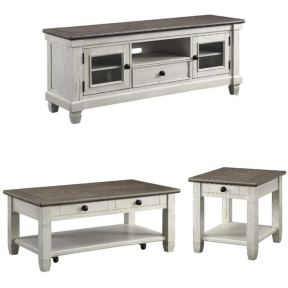 Home Square 3-Piece Set with Coffee Table & End Table & TV Stand