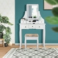 thumbnail image 4 of Gymax Vanity Set W/5 Drawers &Removable Box Makeup Dressing Table and Stool Set White, 4 of 10