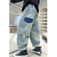 thumbnail image 7 of Jeans for Boys Kids Toddler Boys Baggy Jeans Straight Leg Elastic Waist Distressed Ripped Denim Pants with Pockets and Holes Jeans for Teens Blue 4 Years-5 Years, 7 of 7