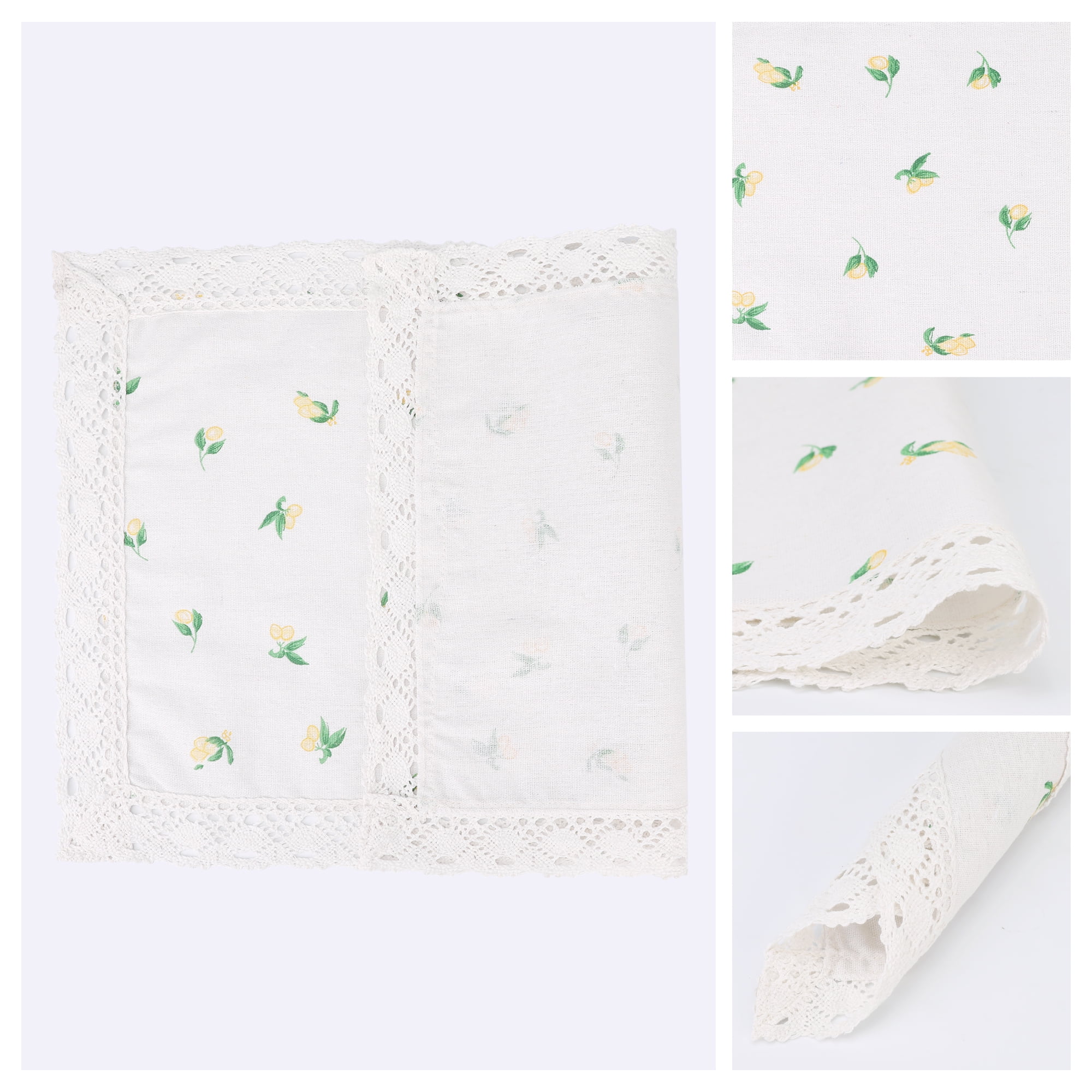 Unique Bargains Set of 6 Rustic Washable Table Mat Placemats with Lace Trim Beige