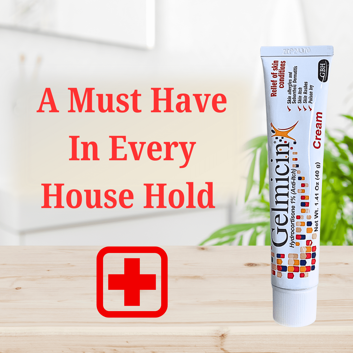 Gelmicin Hydrocortisone 1% Fast Acting Anti-Itch Cream For Skin Rashers, Allergies, Eczema 1.41oz