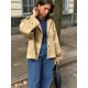 thumbnail image 1 of Chaqueta corta de retales caqui para mujer, abrigo holgado con solapa de un solo pecho, ropa de calle informal de nuevo diseño, 2024, 1 of 5