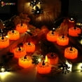 thumbnail image 6 of Spencer 12 Pack Halloween LED Pumpkin Lights, Pumpkin Tea Lights Battery Operated Jack O’ Lanterns for Halloween Decoration (Spider Web), 6 of 8