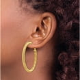 thumbnail image 4 of 14K Yellow Gold 4X35mm Twisted Round Omega Back Hoop Earrings (44 X 44) Made In Italy pre951, 4 of 6
