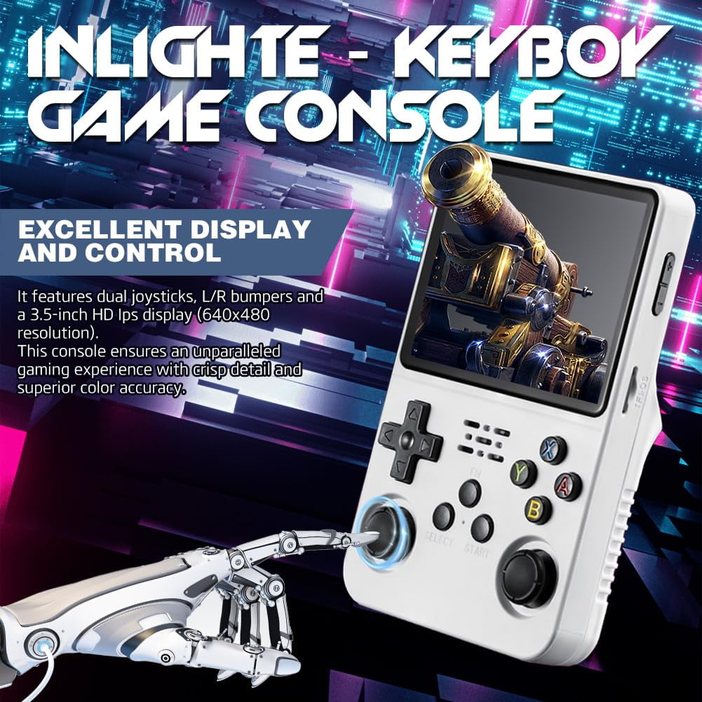 Portable Keyboy Handheld Gaming Device Featuring 3.5" HD IPS Display, Over 20,000 Games Included, TV Out Capable, Rechargeable, with Additional Controller
