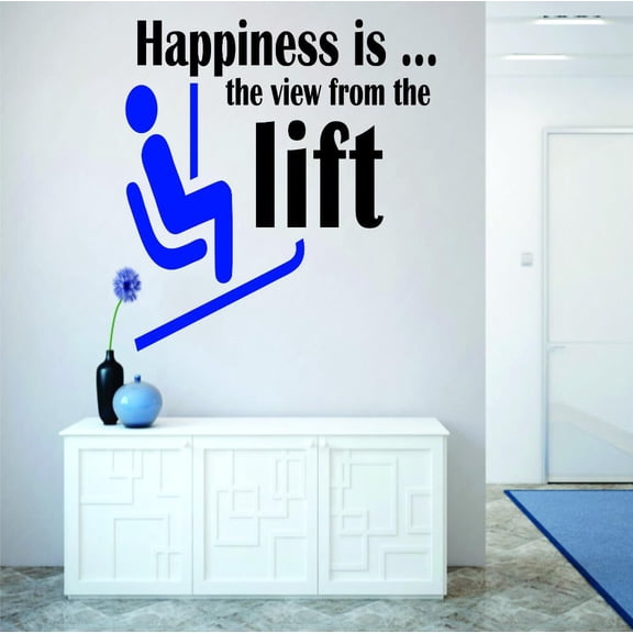 Wall Design Pieces Happiness Is.... The View From The Lift Skiing Quote Snow Winter Season 16x24