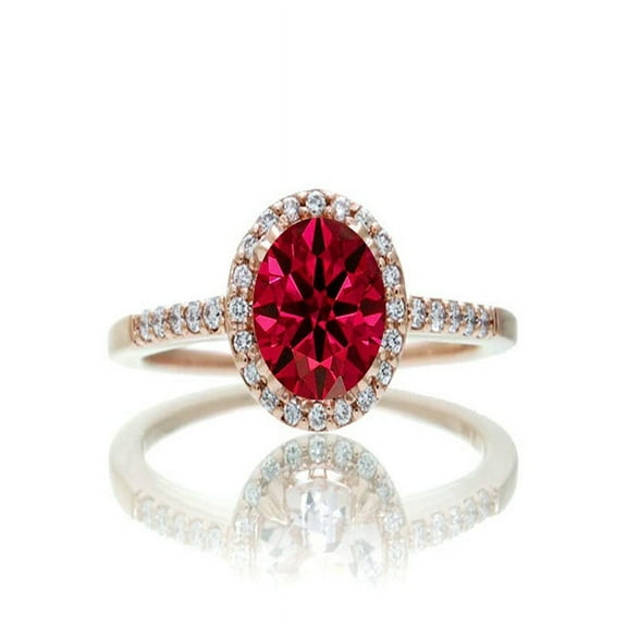 1.5 Carat Round Classic Ruby and Diamond Vintage Engagement Ring on 10k Rose Gold