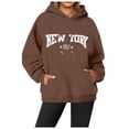 thumbnail image 2 of New York Hoodies for Women Long Sleeve Graphic Y2K Hoodie with Pockets Streetwear Hooded Sweatshirt Pullover Tops, 2 of 5