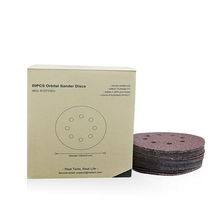 

METERK 5-Inch 8-Hole Sanding Discs 80 Pack MKSP04 outer box 15kg