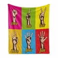 thumbnail image 1 of Comics Soft Flannel Fleece Throw Blanket, Collage of Colored Hands Showing Numbers Modern Style Teenage Art, Cozy Plush for Indoor and Outdoor Use, 50" x 70", Yellow Green, by Ambesonne, 1 of 6