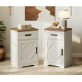 thumbnail image 3 of WAMPAT 31.9 inch Tall Nightstands Set of 2 for Bedroom, Farmhouse End Table with Drawer and Barn Door, Wood Bed Side Table with Adjustable Storage Shelf,Cream White, 3 of 7
