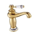 thumbnail image 3 of Grifo de lavabo de baño con manija de cerámica, cartucho de cerámica de lujo de estilo victoriano, alto. oro, 3 of 9