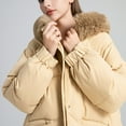 thumbnail image 4 of Zpanxa Women's Winter Parka Long Hooded Coat with Faux Fur Trim Slim Fit Insulated Windproof Warm Jacket for Cold Weather Khaki L, 4 of 7