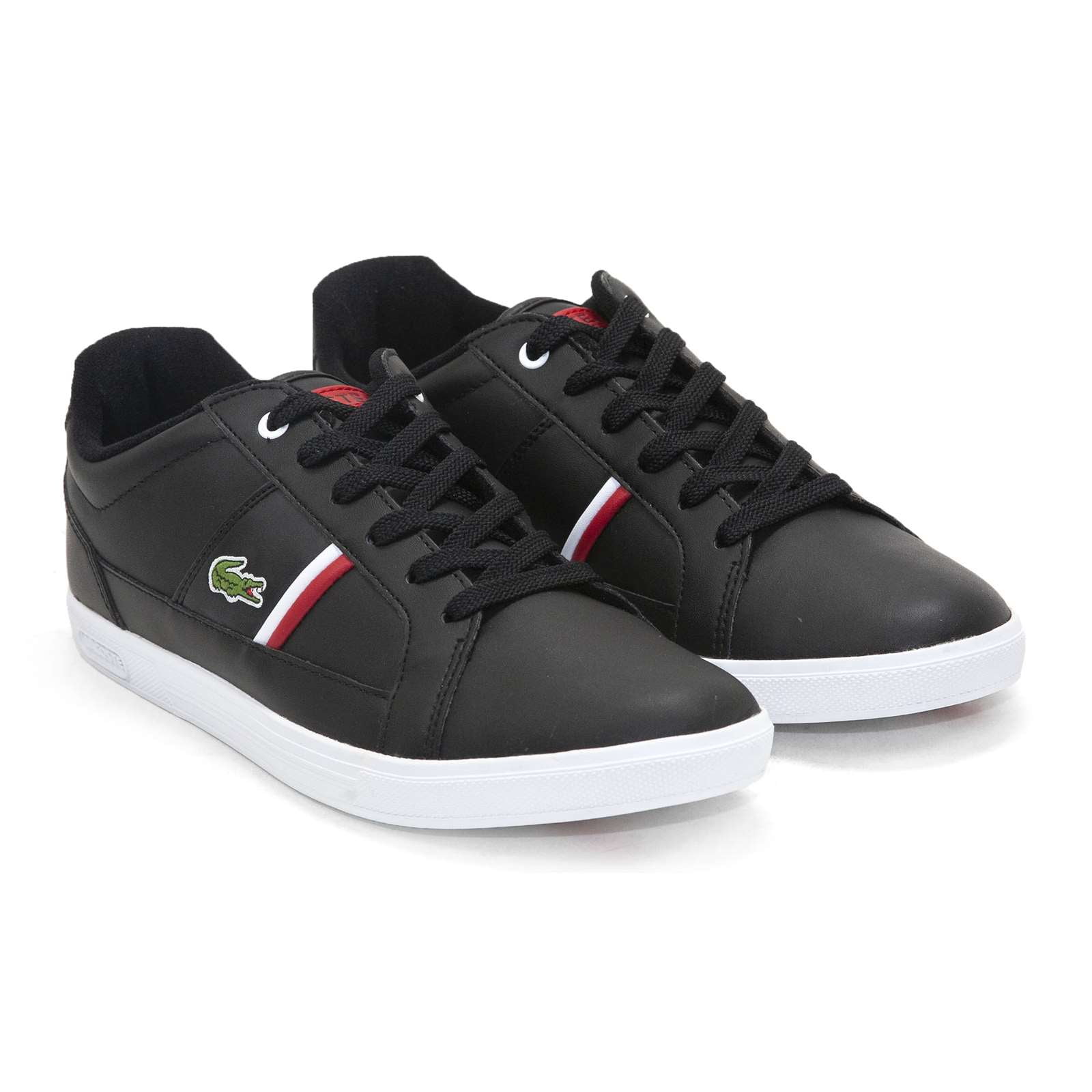 Men's Europa Sneaker 7 Black Leather/White/Red - Walmart.com