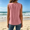 thumbnail image 4 of Inverlee Linen Sleeveless Crewneck Double Pocket Tank Tops for Women Casual Solid Color Loose Fit Blouses Daily Vacation Lightweight Breathable Tees Pink L, 4 of 8