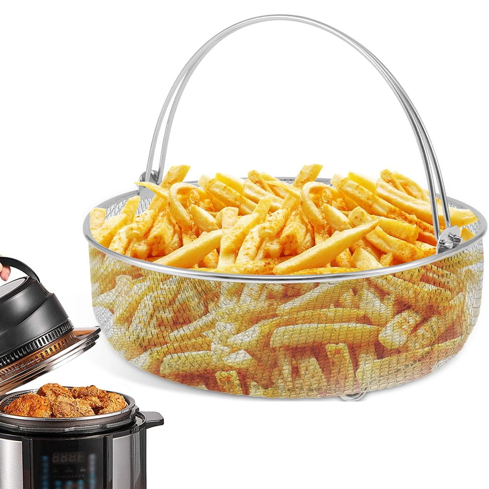 Air Fryer Basket Steamer Basket 8.26 inch Stainless Steel Mesh Basket with Handle for Air Fryer Accessory Instant Pot Oven Steamer Walmart