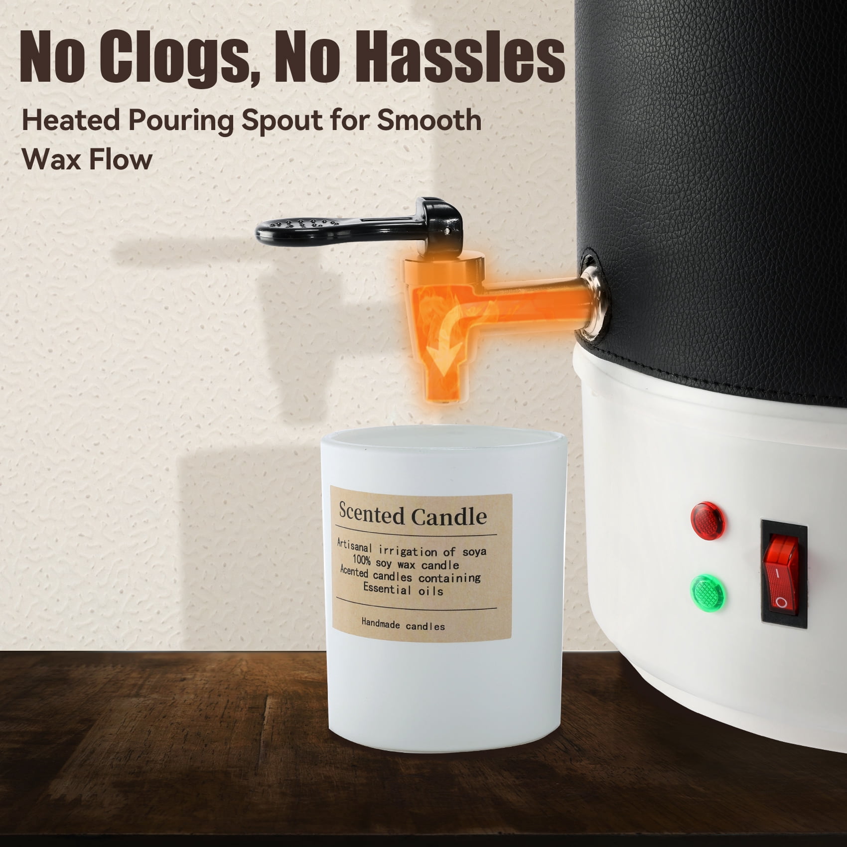 TCFUNDY Wax Melter for Candle & Soap Making, 10L Extra Large Electric Wax Melting Pot with Easy Pour Spout & Adjustable Temperature, Suitable for Candles, Soaps, Creams, Lip Balms, and More, Black