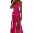 thumbnail image 6 of Hvot&aat Womens Spaghetti Straps Cowl Neck Satin Maxi Dress Sexy Backless Ruched High Slit Wedding Guests Cocktail Dresses, 6 of 6
