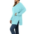 thumbnail image 2 of J. METHOD Women’s Knit Sweater Long Sleeve Round Neck Thermal Waffle Warm Casual Tunic Pullover Side Slit Knitted Top NEWT392 Iceblue M, 2 of 5