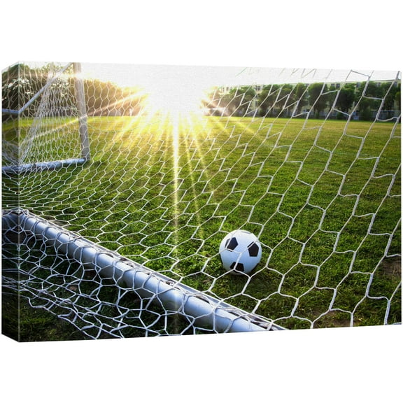 wall26 Canvas Print Wall Art Sunlight Rays Over Soccer Field Sports Athletes Photography Modern Art Contemporary Scenic Urban Multicolor for Living Room, Bedroom, Office - 24"x36"