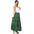 thumbnail image 4 of Sakkas Solid Embroidered Gypsy / Bohemian Full / Maxi / Long Cotton Skirt - Green - One Size, 4 of 6