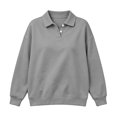 thumbnail image 6 of Collar Sweatshirts for Women,2‑Button Long Sleeve Loose Casual Solid Pullover Tops,Dating Casual Look, 6 of 6