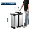 thumbnail image 2 of 13.2 Gallon Dual Trash Can, 2x25L Dual Trash and Recycling Bin for Kitchen, Stainless Steel Step Garbage Can with Soft-Close Lids, Fingerprint Resistant Design, for Bathroom, Office, 2 of 7
