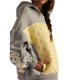 thumbnail image 2 of Sudadera con Capucha Extragrande para Mujer, con Bordado Floral, Bloques de Color, Deshilachada, Larga Gris L, 2 of 8
