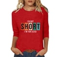 thumbnail image 2 of Chemises pour Femmes Habillées Décontractées, Chemises à Manches 3/4 pour Femmes, Tuniques à Manches Courtes Grande Taille pour Femmes, T-shirt à Manches 3/4 à Col Rond Imprimé Lettres Mode Décontractée pour Femmes, 2 of 5